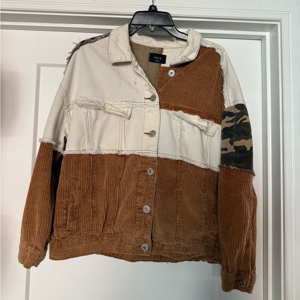 Vici Patchwork Button Down Jacket‎